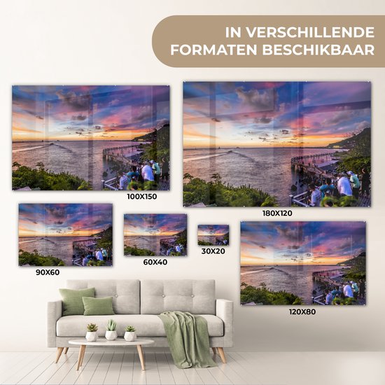 MuchoWow® Peinture sur verre 180x120 cm - Peinture sur verre acrylique - Coucher de soleil à Kaohsiong - Photo sur verre - Peintures