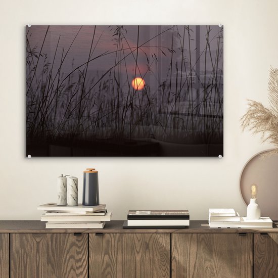 MuchoWow® Peinture sur verre 60x40 cm - Peinture sur verre acrylique - Le coucher de soleil à Emas - Photo sur verre - Peintures