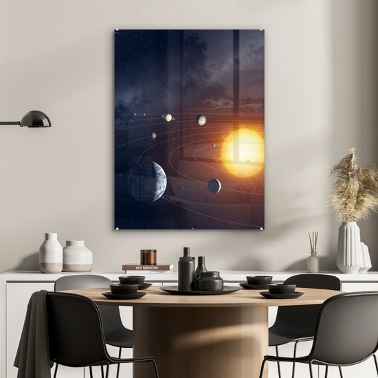 Peinture sur verre MuchoWow® - Système solaire - 60x80 cm - Peintures sur verre acrylique - Photo sur Glas