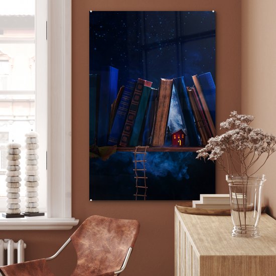 Peinture sur Verre - Maison Abandonnée Entre les Livres - 60x90 cm - Peintures sur Verre Peintures - Photo sur Glas
