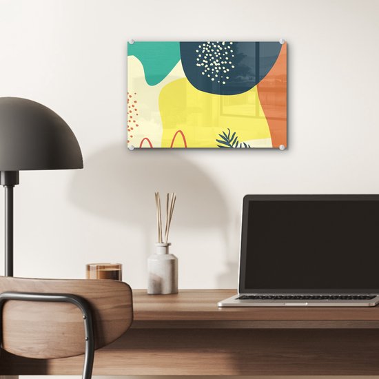 MuchoWow® Peinture sur Verre - Été - Formes - Abstrait - 30x20 cm - Peintures sur Verre Acrylique - Photo sur Glas