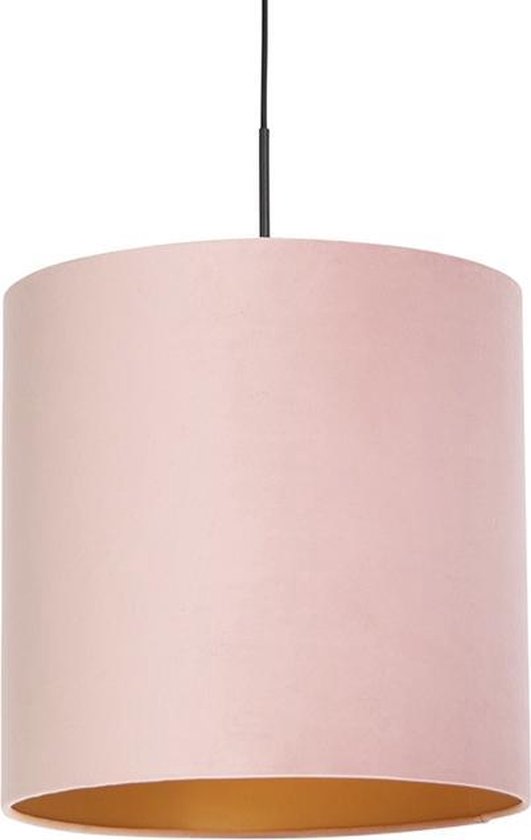QAZQA combi - Landelijke Hanglamp met kap - 1 lichts - Ø 400 mm - Roze - Woonkamer | Slaapkamer | Keuken