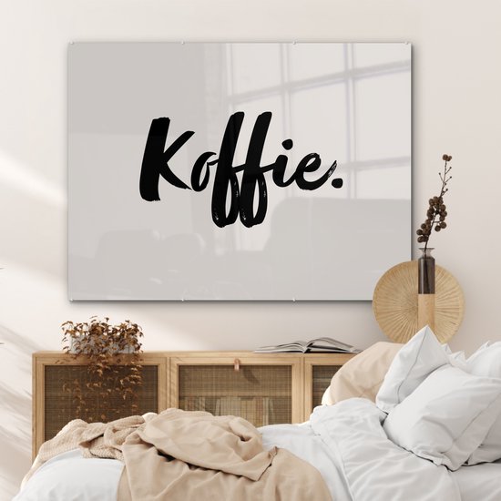 MuchoWow® Peinture sur verre - Café - Taupe - Citation - 120x90 cm - Peintures sur verre acrylique - Photo sur Glas