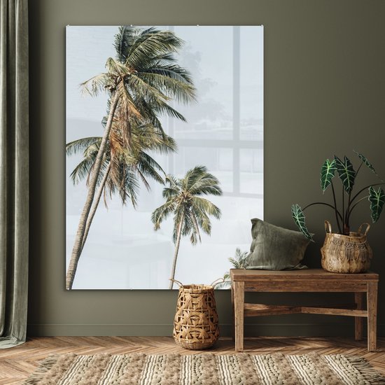 MuchoWow® Peinture sur verre 120x160 cm - Peinture sur verre acrylique - Palmiers - Été - Tropical - Photo sur verre - Peintures