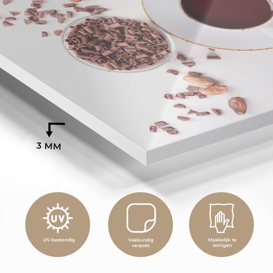 MuchoWow® Peinture sur verre 40x30 cm - Peinture acrylique sur verre - Café - Grains de café - Chocolat - Photo sur verre - Peintures