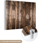 MuchoWow® Glasschilderij 40x30 cm - Schilderij acrylglas - Planken - Hout - Wood - Foto op glas - Schilderijen