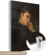 MuchoWow® Glasschilderij 30x40 cm - Schilderij acrylglas - 'Melancholie' - Schilderij van Jozef Israëls - Foto op glas - Schilderijen
