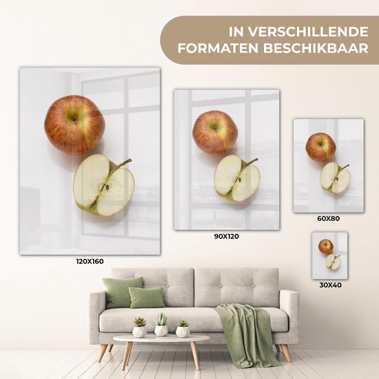 Plexiglas pomme pleine et coupée en deux 120x160 cm - Tirage photo sur Glas (décoration murale plexiglas) XXL / Groot format!