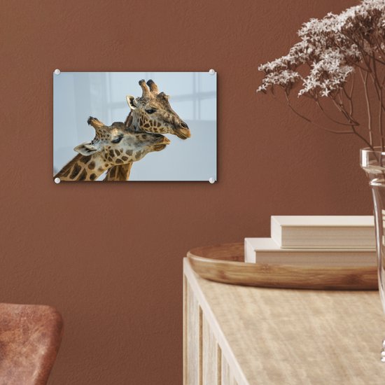 Peinture sur Verre - Girafes - Animaux - Ciel - 30x20 cm - Peintures Plexiglas