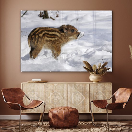 Peinture sur Verre - Sanglier - Animal - Neige - 150x100 cm - Peintures sur Verre Peintures - Photo sur Glas