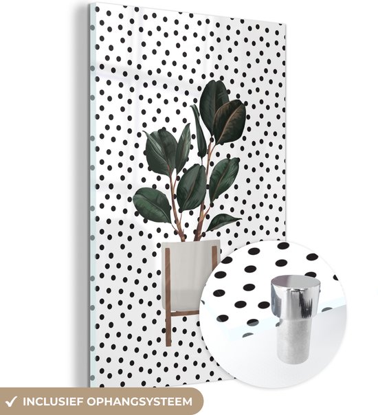 MuchoWow® Peinture sur verre 60x90 cm - Peinture sur verre acrylique - Plante d'intérieur - Jardinière - Plantes - Photo sur verre - Peintures