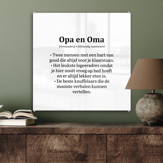 MuchoWow® Peinture sur verre 50x50 cm - Peinture sur verre acrylique - Citations - Dictons - 'Grand-père et grand-mère' - Photo sur verre - Peintures