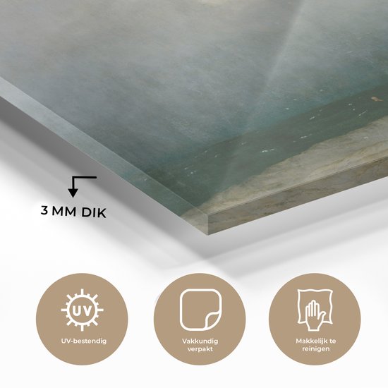 MuchoWow® Peinture sur Verre - Moine au Bord de la Mer - Peinture de Caspar David Friedrich - 60x40 cm - Peintures sur Verre Acrylique - Photo sur Glas