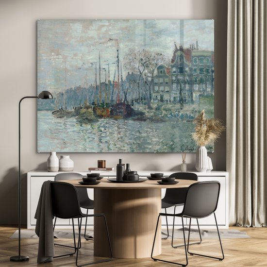 Peinture sur Verre - Zaandam la digue - Peinture de Claude Monet - 160x120 cm - Peintures sur Verre Peintures - Photo sur Glas