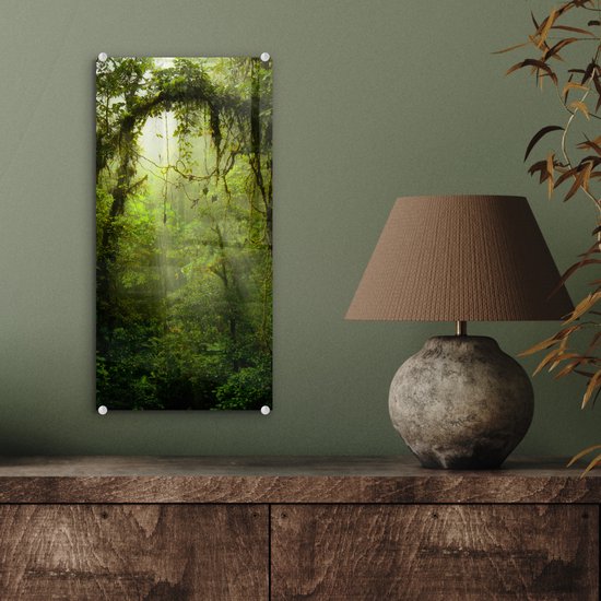 Peinture sur verre - Les rayons du soleil glissent à travers la canopée tropicale - 20x40 cm - Peintures sur Verre Peintures - Photo sur Glas