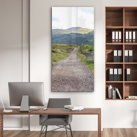 MuchoWow® Peinture sur verre 80x160 cm - Peinture sur verre acrylique - Route de campagne vers Ben Nevis en Écosse - Photo sur verre - Peintures