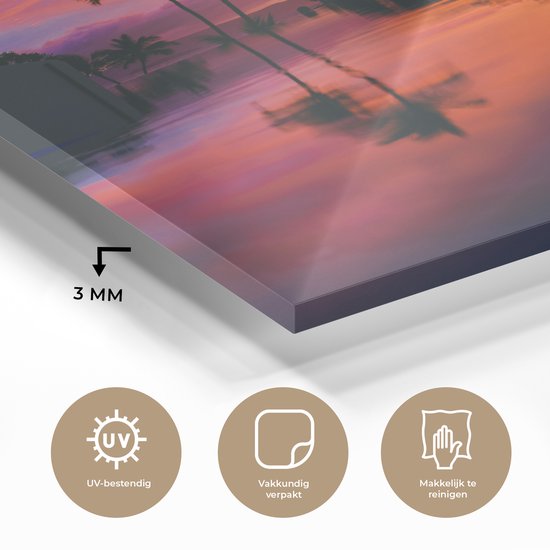 Peinture sur Verre - Un coucher de soleil coloré à Wailea Beach à Hawaï - 20x20 cm - Peintures sur Verre Peintures - Photo sur Glas