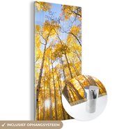 MuchoWow® Glasschilderij 40x80 cm - Schilderij acrylglas - Herfst - Bomen - Bos - Foto op glas - Schilderijen