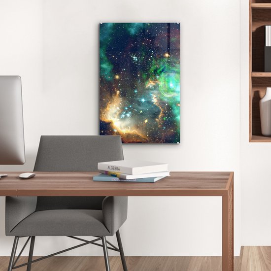 Peinture sur Verre - Espace - Vert - Jaune - 40x60 cm - Peintures sur Verre Peintures - Photo sur Glas