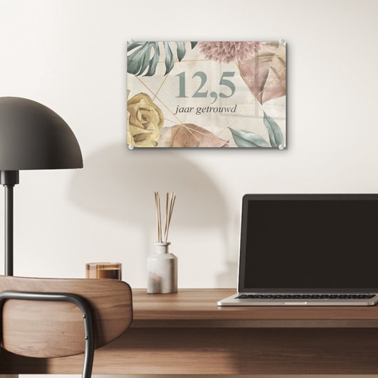 Peinture sur verre - Mariage - 12,5 ans - Design - 30x20 cm - Peintures Plexiglas