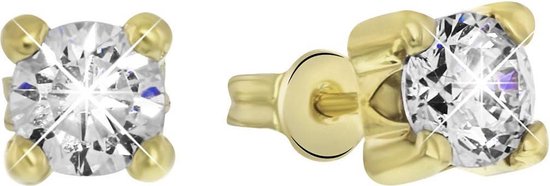 Lucardi - Boucles d'oreilles en or jaune 14 carats avec zircone 5 mm