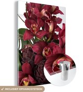 Peinture sur verre - Orchidées rouges sur fond blanc - 60x80 cm - Peintures sur Verre Peintures - Photo sur Glas