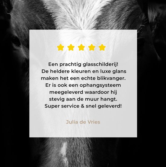 MuchoWow® Peinture sur Verre - Vache - Animaux - Zwart - 120x90 cm - Peintures sur Verre Peintures - Photo sur Glas