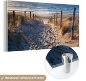 MuchoWow® Glasschilderij - Strand - Zee - Nederland - Duinen - Zon - 120x60 cm - Strand decoratie - Acrylglas Schilderijen - Foto op Glas