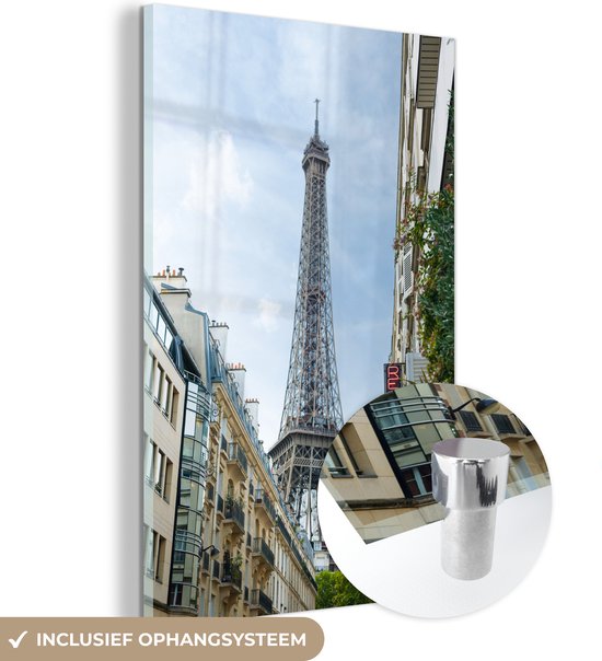 Glasschilderij - Eiffeltoren - Parijs - Plant - Acrylglas Schilderijen - Foto op Glas