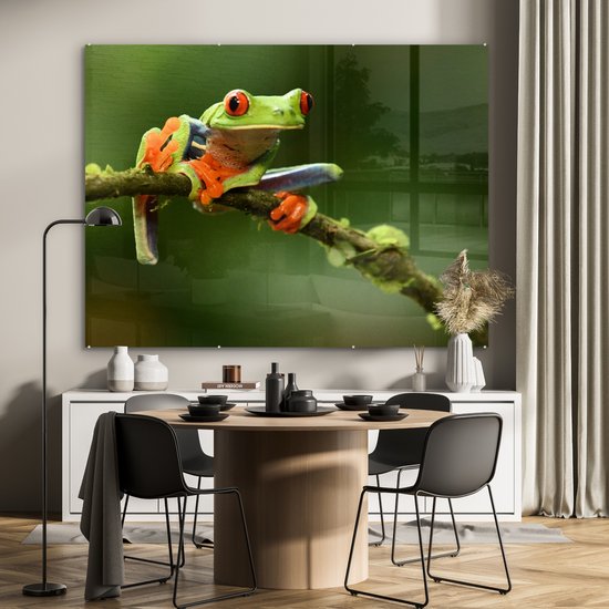 MuchoWow® Peinture sur verre 160x120 cm - Peinture sur verre acrylique - Grenouille - Reptiles - Oeil - Photo sur verre - Peintures