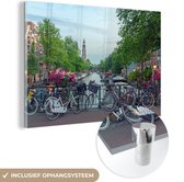 MuchoWow® Peinture sur Verre - Amsterdam - Vélo - Canal - 150x100 cm - Peintures sur Verre Acrylique - Photo sur Glas