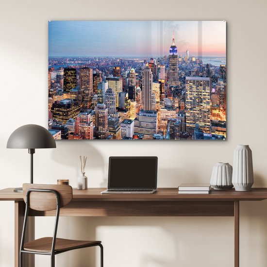 Peintures sur verre - New York - Skyline - Nuit - 120x80 cm - Peintures Plexiglas