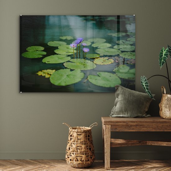 Peinture sur verre - Fleurs - Feuilles - Plus - 90x60 cm - Peintures Plexiglas