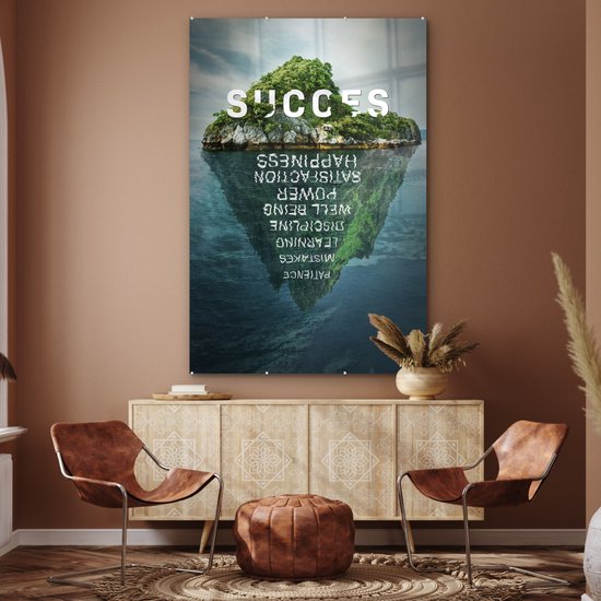 ® Glasschilderij 100x150 cm - Schilderij acrylglas - Landschap - Quote - Succes - Foto op glas - Muurdecoratie woonkamer - Wanddecoratie slaapkamer - Schilderijen