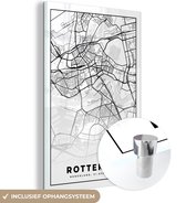 Peinture sur Verre - Carte - Rotterdam - Zwart - Wit - 60x90 cm - Peintures sur Verre Peintures - Photo sur Glas