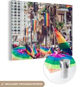 MuchoWow® Glasschilderij 40x30 cm - Schilderij acrylglas - Pride optocht - Foto op glas - Schilderijen