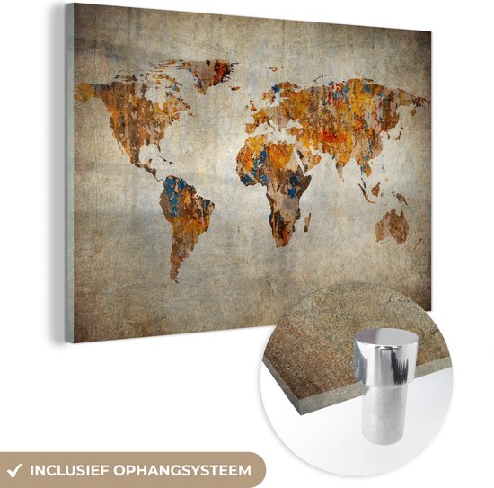 Artistieke wereldkaart plexiglas