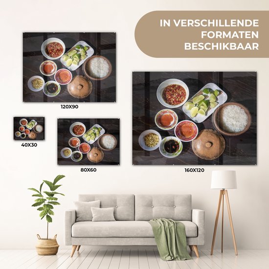 MuchoWow® Peinture sur Verre - Riz Vietnamien - 40x30 cm - Peintures Acrylique - Photo sur Glas