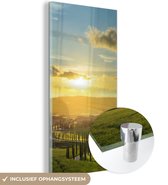MuchoWow® Glasschilderij 20x40 cm - Schilderij acrylglas - Toscane - Zon - Italië - Foto op glas - Schilderijen