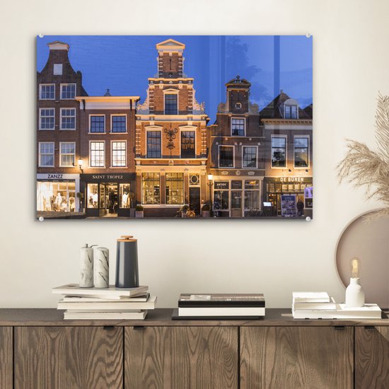 Peinture sur Verre - Alkmaar - Soir - Maisons - 60x40 cm - Peintures sur Verre Peintures - Photo sur Glas
