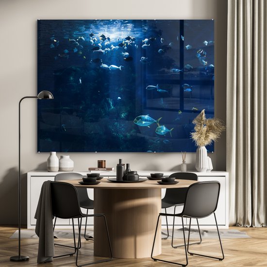 MuchoWow® Peinture sur verre - Pêche dans un aquarium en Norvège - 160x120 cm - Peintures sur verre acrylique - Photo sur Glas