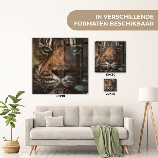 MuchoWow® Peinture sur verre - Animaux - Tigre - Sauvage - 50x50 cm - Peintures sur verre acrylique - Photo sur Glas