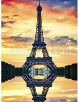 Diamond Painting Eiffeltoren spiegelbeeld 30x40cm. (Volledige bedekking - Vierkante steentjes) diamondpainting inclusief tools