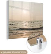 MuchoWow® Glasschilderij 20x20 cm - Schilderij acrylglas - Zee - Strand - Zon - Foto op glas - Schilderijen