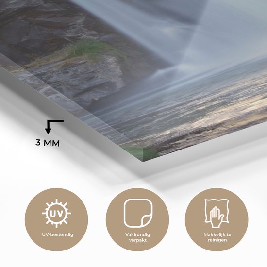 MuchoWow® Peinture sur verre - Cascade - Water - Rochers - 30x40 cm - Peintures acrylique - Photo sur Glas