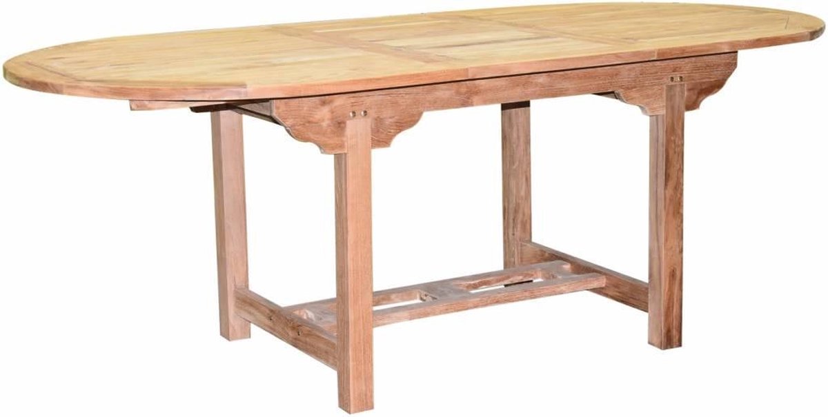 160-210x90x76cm 2,8 cm blad uitschuifbare ovale teaktafel