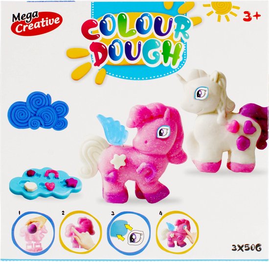 Mega Creative - Paardjes, plastic massa, 3 kleuren voor vanaf 3 jaar - Produkt