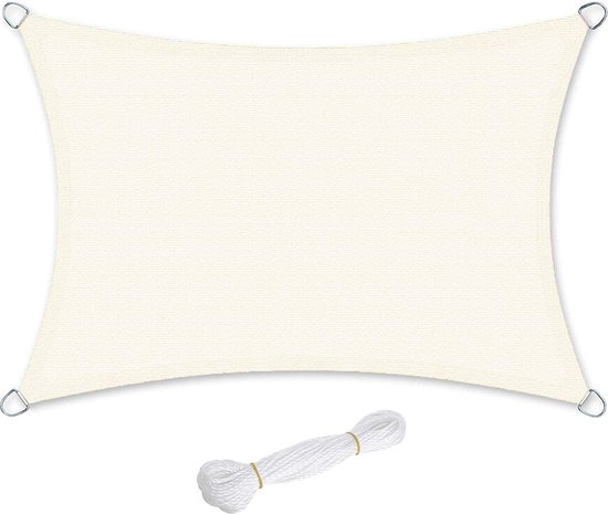 Woltu Zonnezeil, Rechthoekig, 4 X 5 M, Ademend Zonnescherm Van HDPE Beschermt Tegen Wind Zon En Uv Straling Voor Tuin Terras Camping Lichtgrijs 691278626
