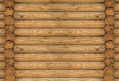 Fotobehang Log Wood Wall | XXXL - 416cm x 254cm | 130g/m2 Vlies