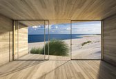 Fotobehang Fenster Sylt Beach Sea SandNature | XL - 208cm x 146cm | 130g/m2 Vlies